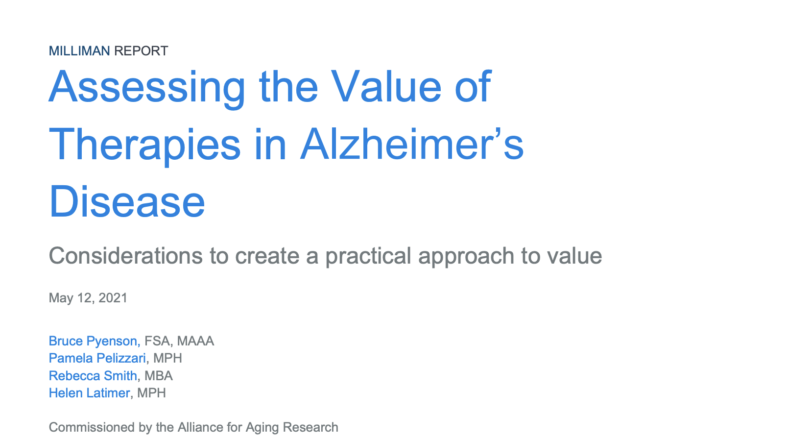 Assessing The Value Of Therapies In Alzheimer’s Disease Alliance For Patient Access